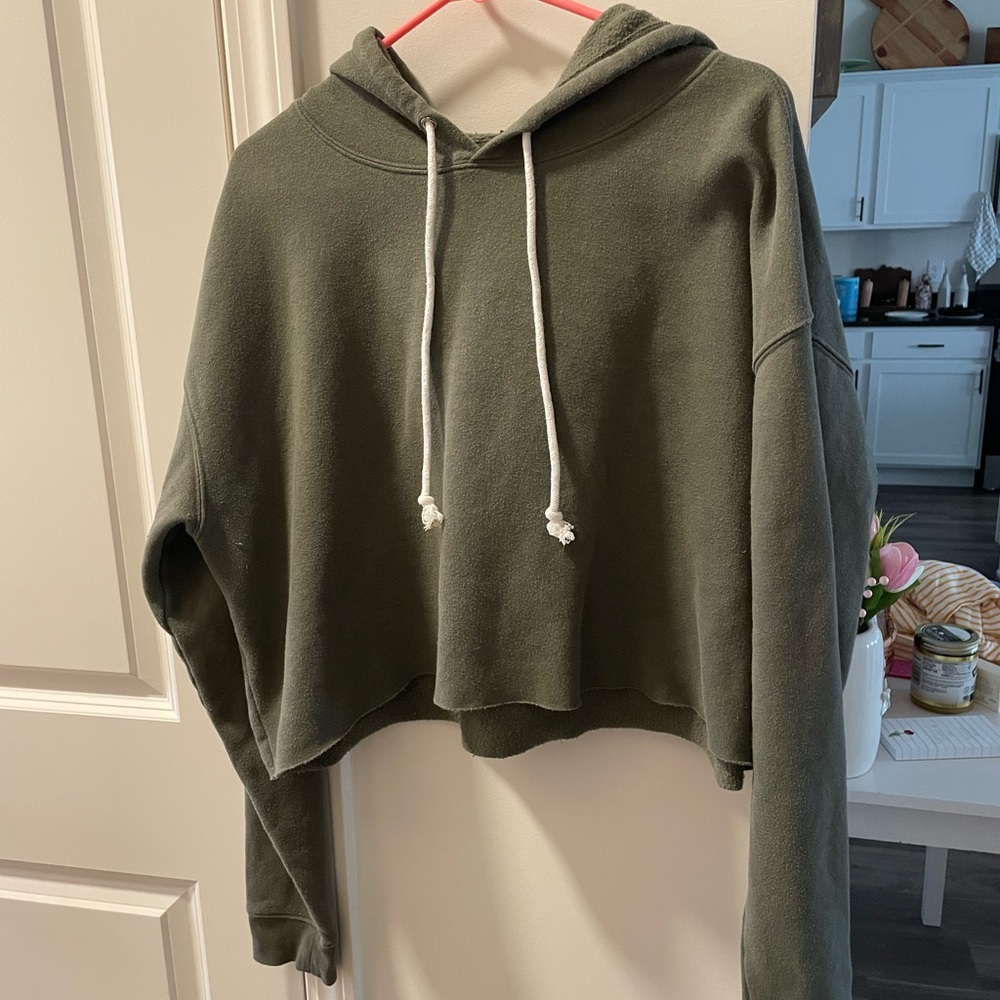 Wild Fable Forest Green Cropped Hoodie